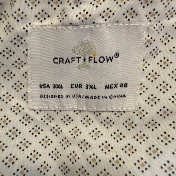 Craft & Flow Shirt Black Geometric Print Rolled Short Sleeve Stretch Size 3XL - Picture 3 of 9